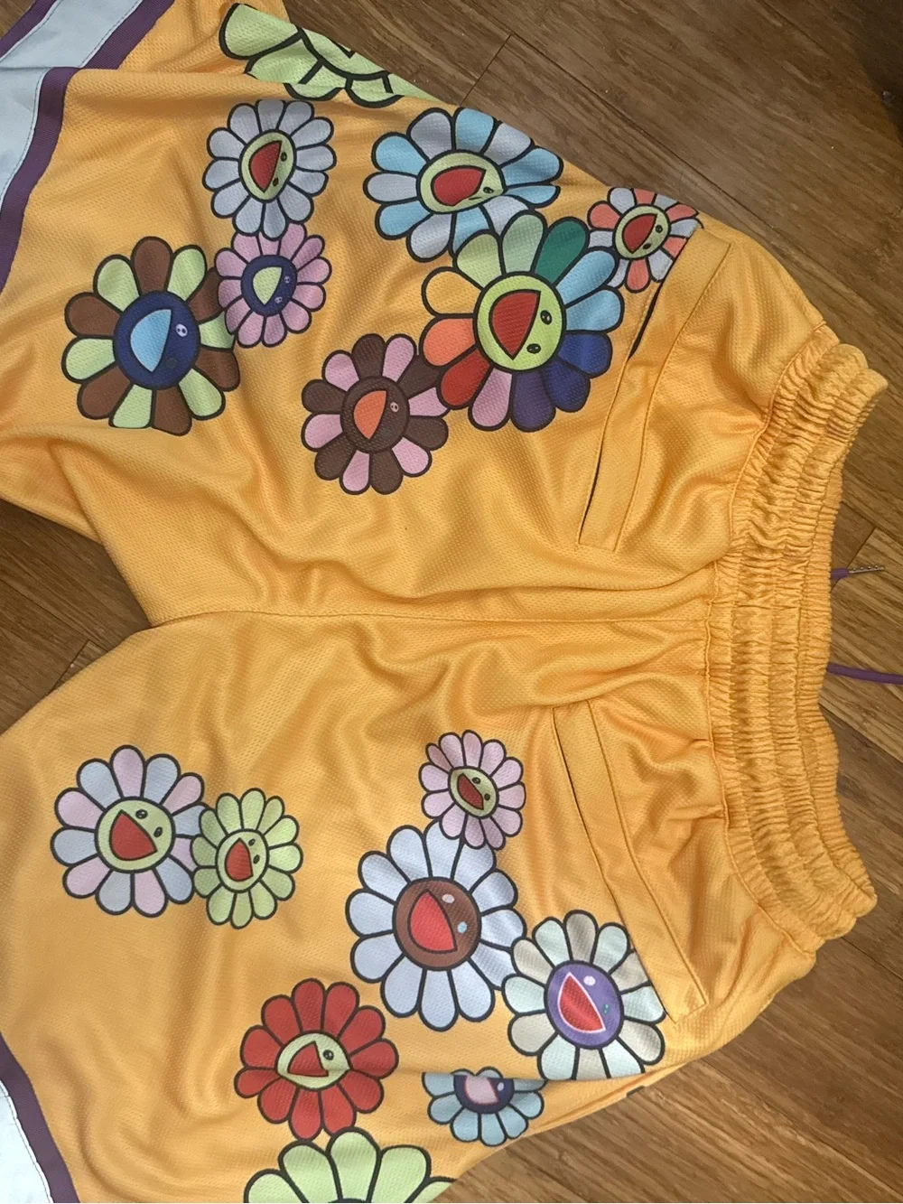 Yellow Floral Graphic Men’s Athletic Shorts